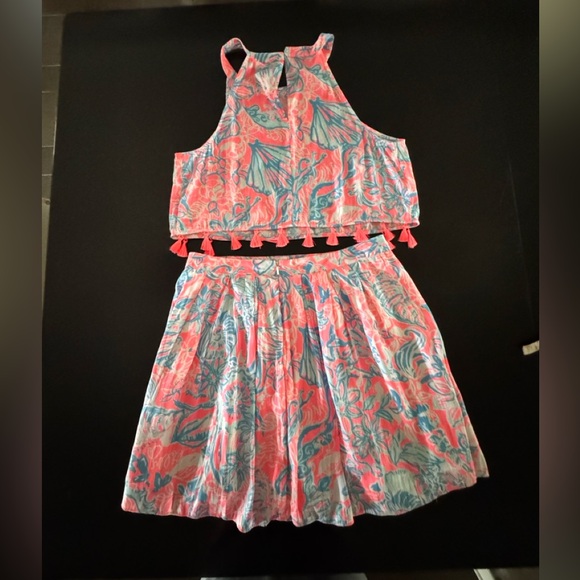 Lilly Pulitzer Rare Selina Set in PINK SUNSET SUMMER SIREN. Size 4. - Picture 5 of 12